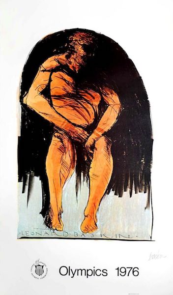 Man 21 1976 Olympics by Lenard Baskin Vintage Poster