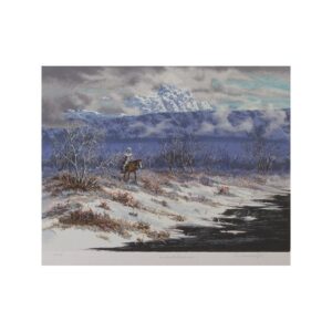 “Awaiting Melting Snow.” A soldier on a snow-covered plains.