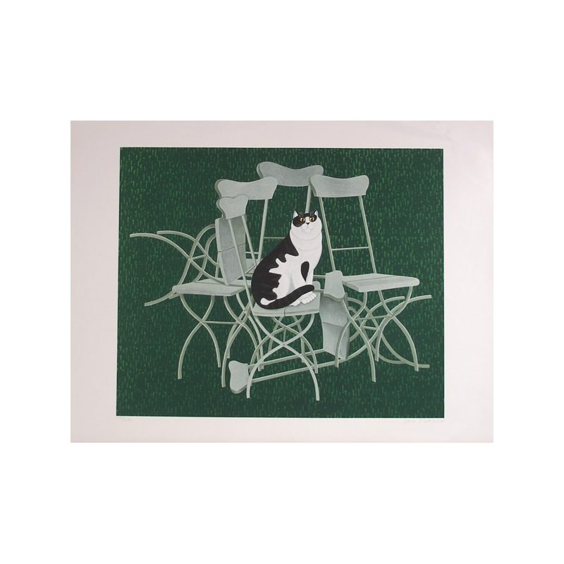 Fat Cat on Chairs Jan Balet Fine Art Ltd