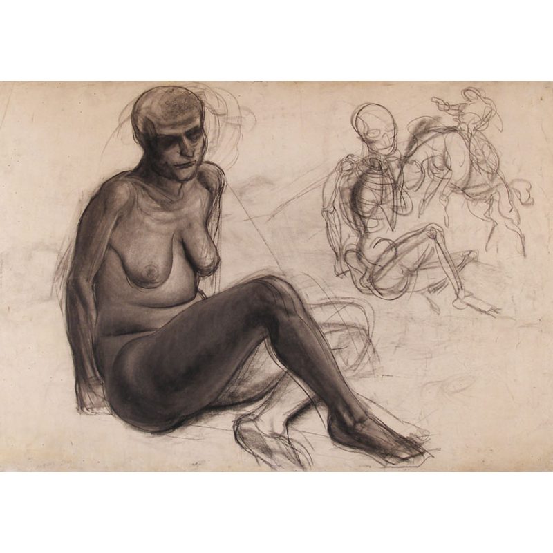 The Charcoal Female Nude Seated