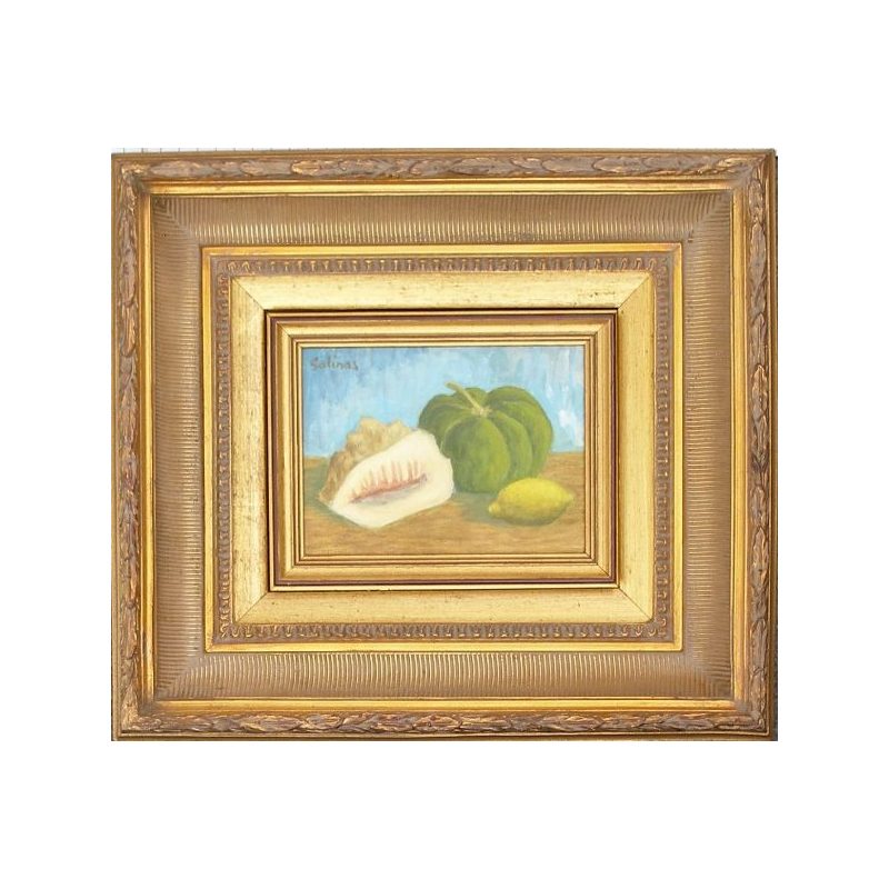 Shell with lemon, framed